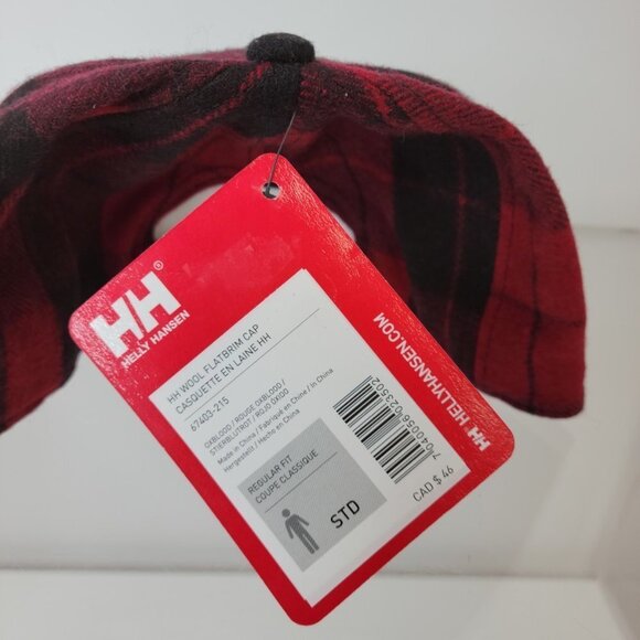 Helly Hansen Wool Flat Brim Snap Back Hat Red Black NWT - Picture 4 of 7